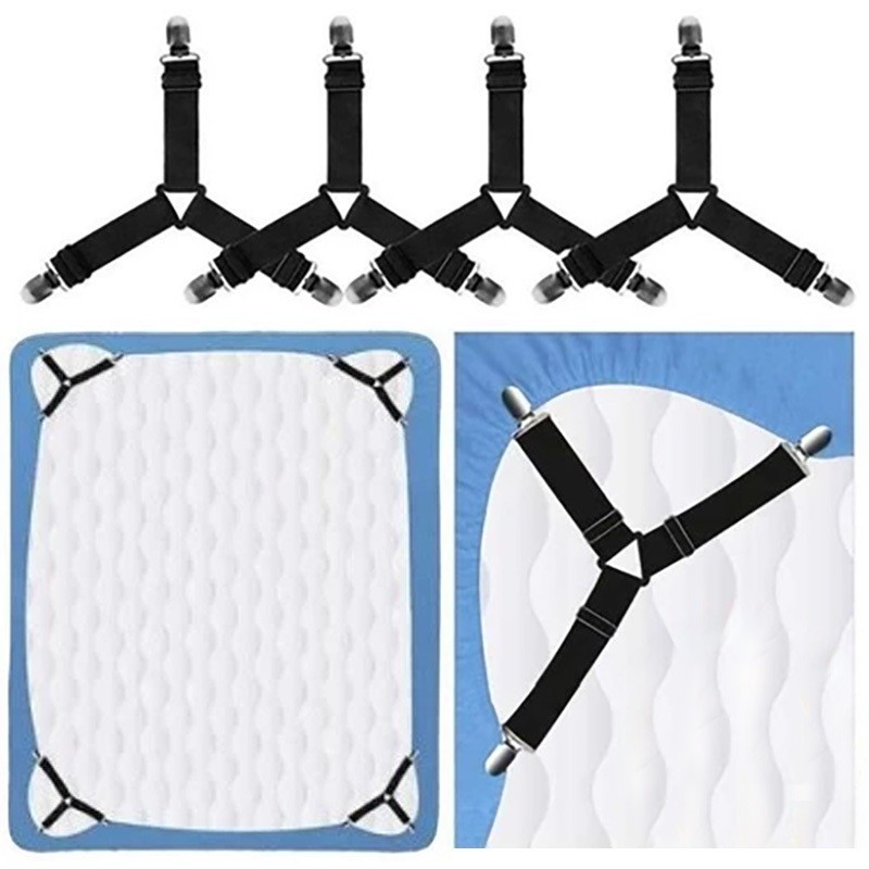 4 Cái Dây Đàn Hồi Kẹp Nệm - Bộ Dây Buộc Ga Trải Giường Chống Trượt, Điều Chỉnh Co Giãn Tiện Lợi Cho Gia Đình