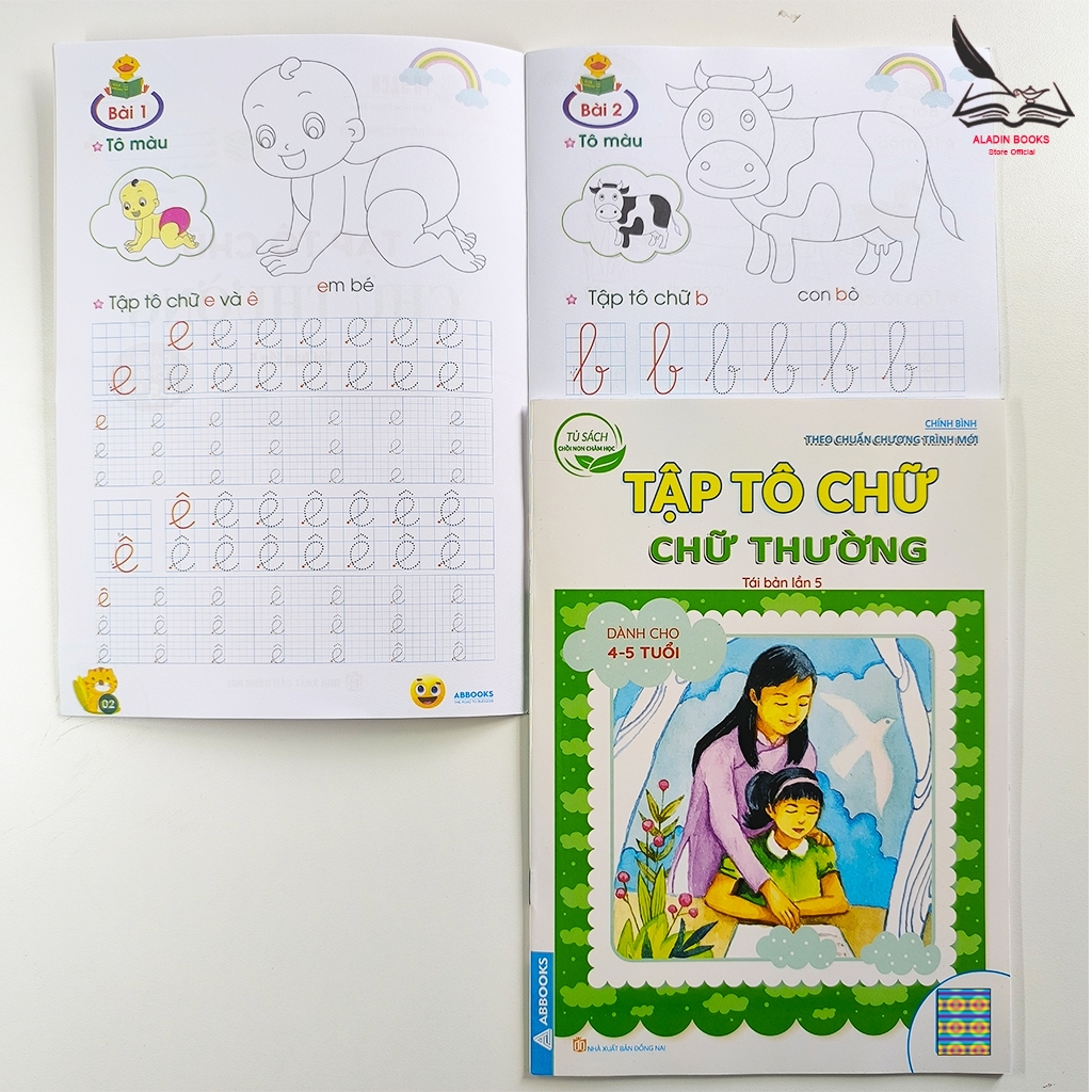 Sách- Chồi Non Chăm Học Bộ 6 Quyển Tập Tô Chữ Thường - Chữ Số Dành Cho Trẻ 4-5 Tuổi 5-6 Tuổi