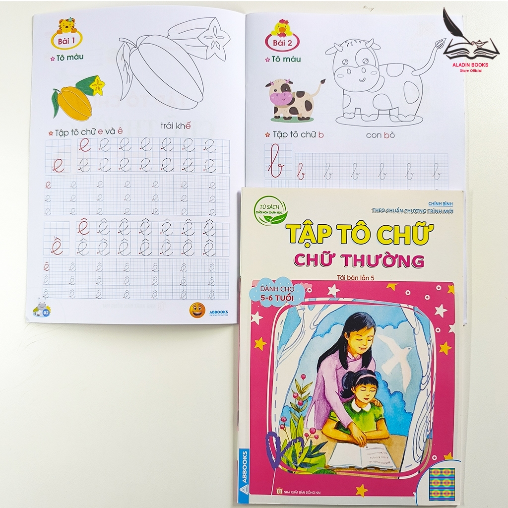 Sách- Chồi Non Chăm Học Bộ 6 Quyển Tập Tô Chữ Thường - Chữ Số Dành Cho Trẻ 4-5 Tuổi 5-6 Tuổi
