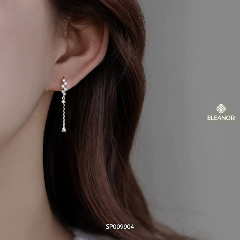 Bông tai nữ chuôi bạc 925 Eleanor Accessories dáng thả đính đá phụ kiện trang sức khuyên tai 9904