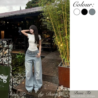 [ 𝐁𝐀𝐒𝐈𝐂 𝐅𝐈𝐓 ] SET Áo babytee slimfit - Quần jeans ống rộng Wash form loe tôn dáng [ ĐỌC KỸ MÔ TẢ]