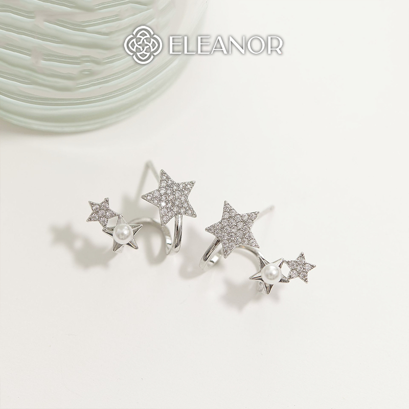 Bông tai nữ chuôi bạc 925 Eleanor Accessories ngôi sao đính đá phụ kiện trang sức khuyên tai 9883
