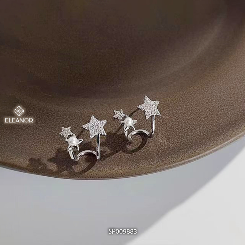 Bông tai nữ chuôi bạc 925 Eleanor Accessories ngôi sao đính đá phụ kiện trang sức khuyên tai 9883