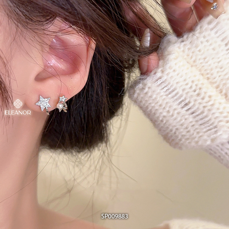 Bông tai nữ chuôi bạc 925 Eleanor Accessories ngôi sao đính đá phụ kiện trang sức khuyên tai 9883