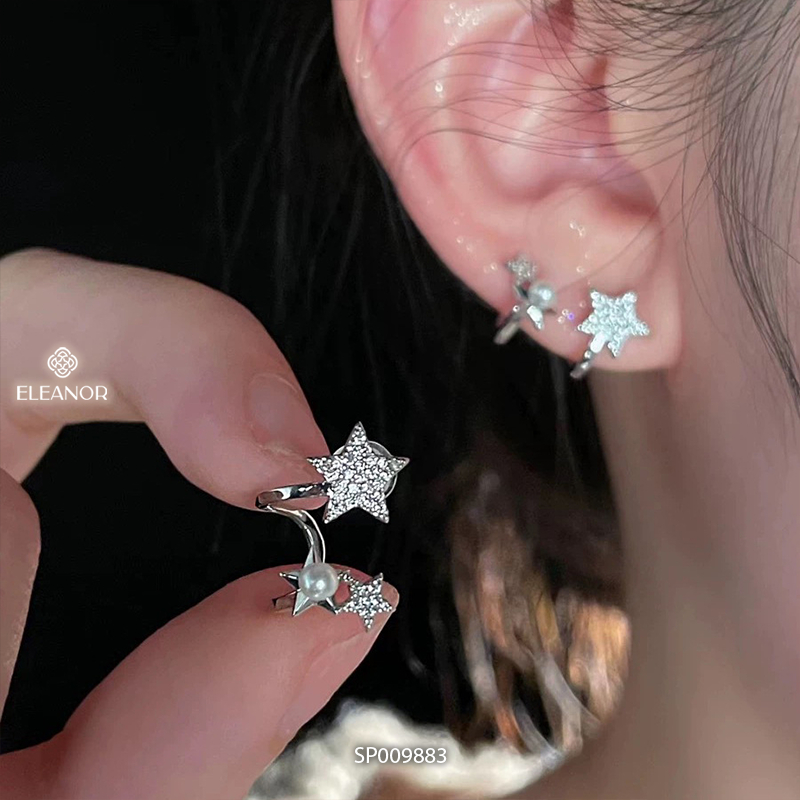 Bông tai nữ chuôi bạc 925 Eleanor Accessories ngôi sao đính đá phụ kiện trang sức khuyên tai 9883