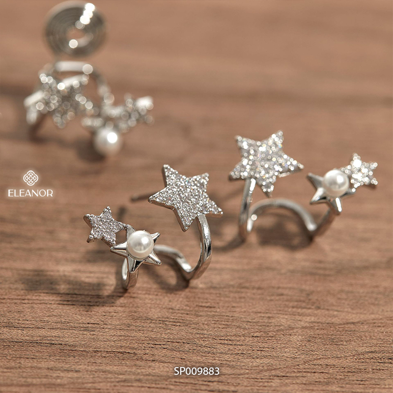 Bông tai nữ chuôi bạc 925 Eleanor Accessories ngôi sao đính đá phụ kiện trang sức khuyên tai 9883