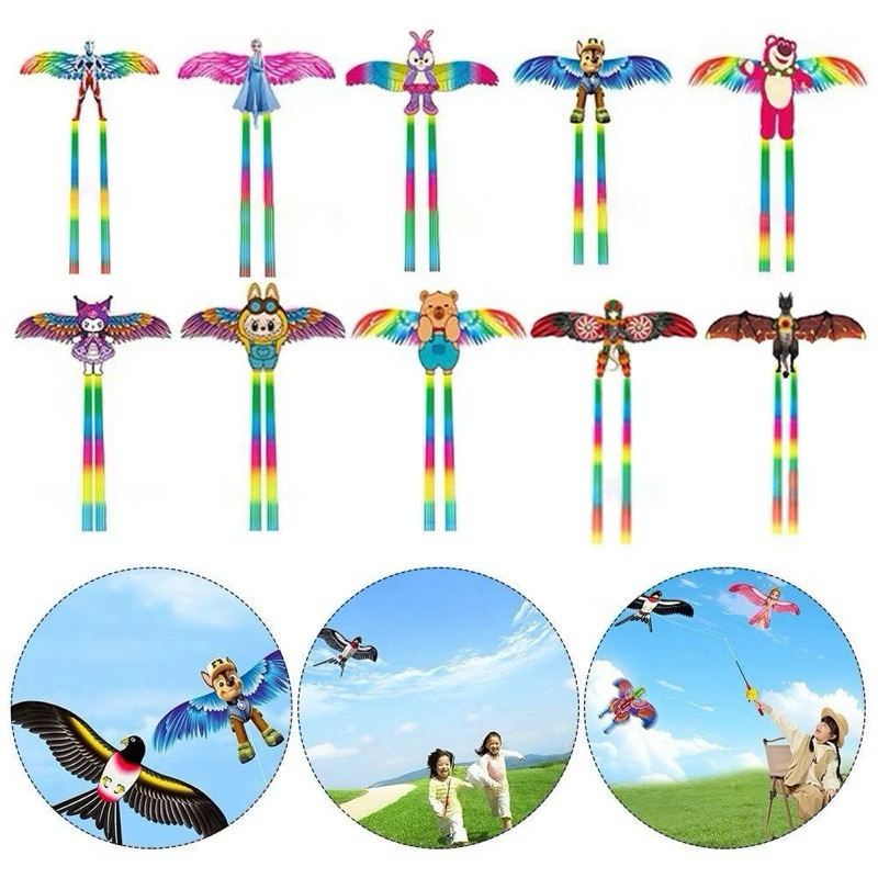 Diều cần câu 3D mini bản rộng 50cm kèm cần câu và dây 30m