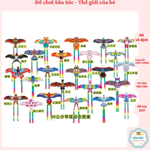 Diều cần câu 3D mini bản rộng 50cm kèm cần câu và dây 30m