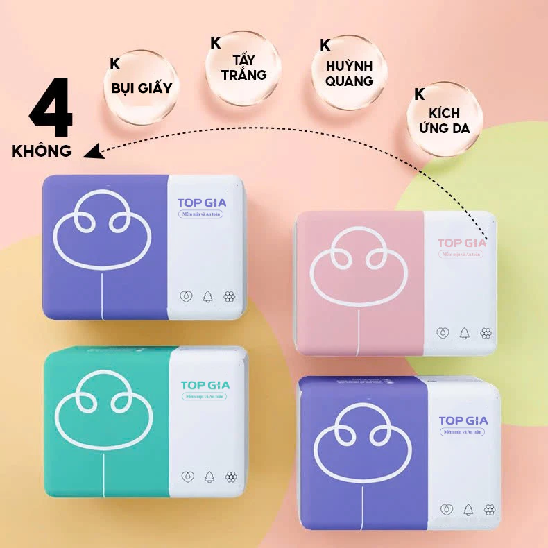 Thùng 30 gói giấy ăn gấu trúc rút 3 màu cao cấp Top Gia 4 lớp dày dặn, mềm mịn