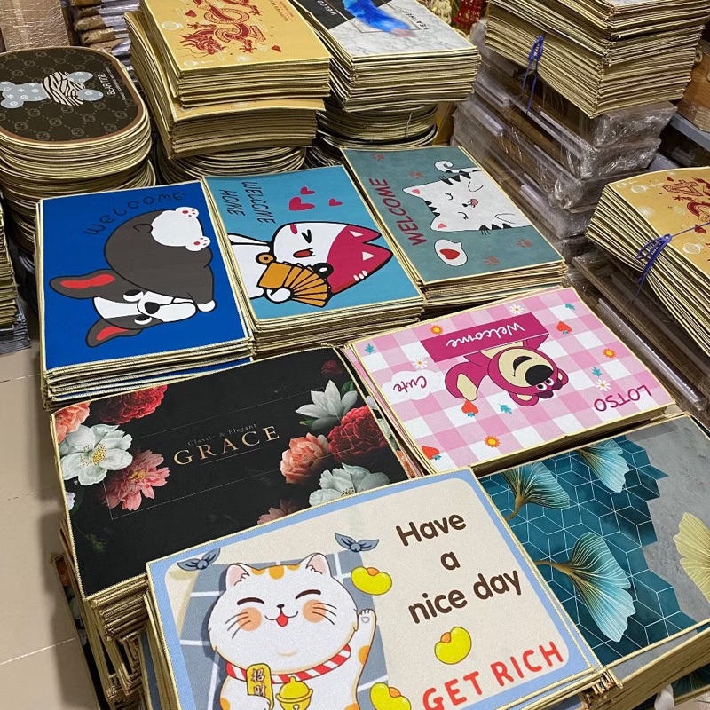 siêu giảm giá 80% Thảm lau chân thấm nước capybara baby three, Thảm chùi chân 3D vải bali 40X60 có lớp chống trơn trượt