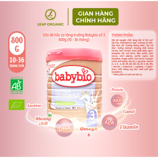 Sữa dê hữu cơ tăng trưởng Babybio số 3 800g (10 - 36 tháng )