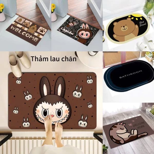 Giảm 60% Thảm lau chân thấm nước capybara baby three, Thảm chùi chân 3D vải bali 40X60 có lớp chống trơn trượt cute