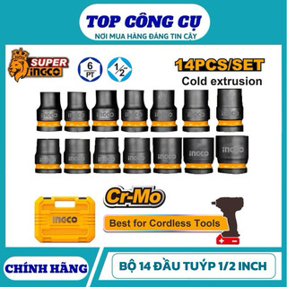 INGCO Bộ 14 đầu tuýp 1/2” / 3/8"  HKISSD12141  / HKISSD38104