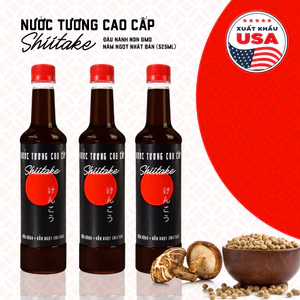 Combo 3 Chai 525ml Nước Tương Cao Cấp Shiitake Làng Chài Xưa Lên Men Từ Nấm Ngọt Và Đậu Nành