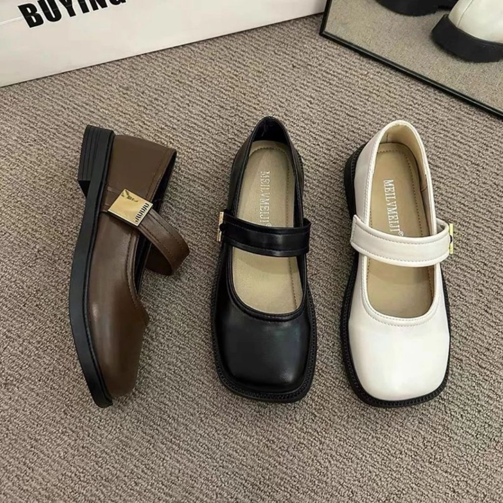 Giày Búp Bê Mary Nữ, Giày Nữ Đế Bệt Da Cao Cấp Phối Quai Tag Min Kiểu Dáng Basic N11 || AnshoesDynasty