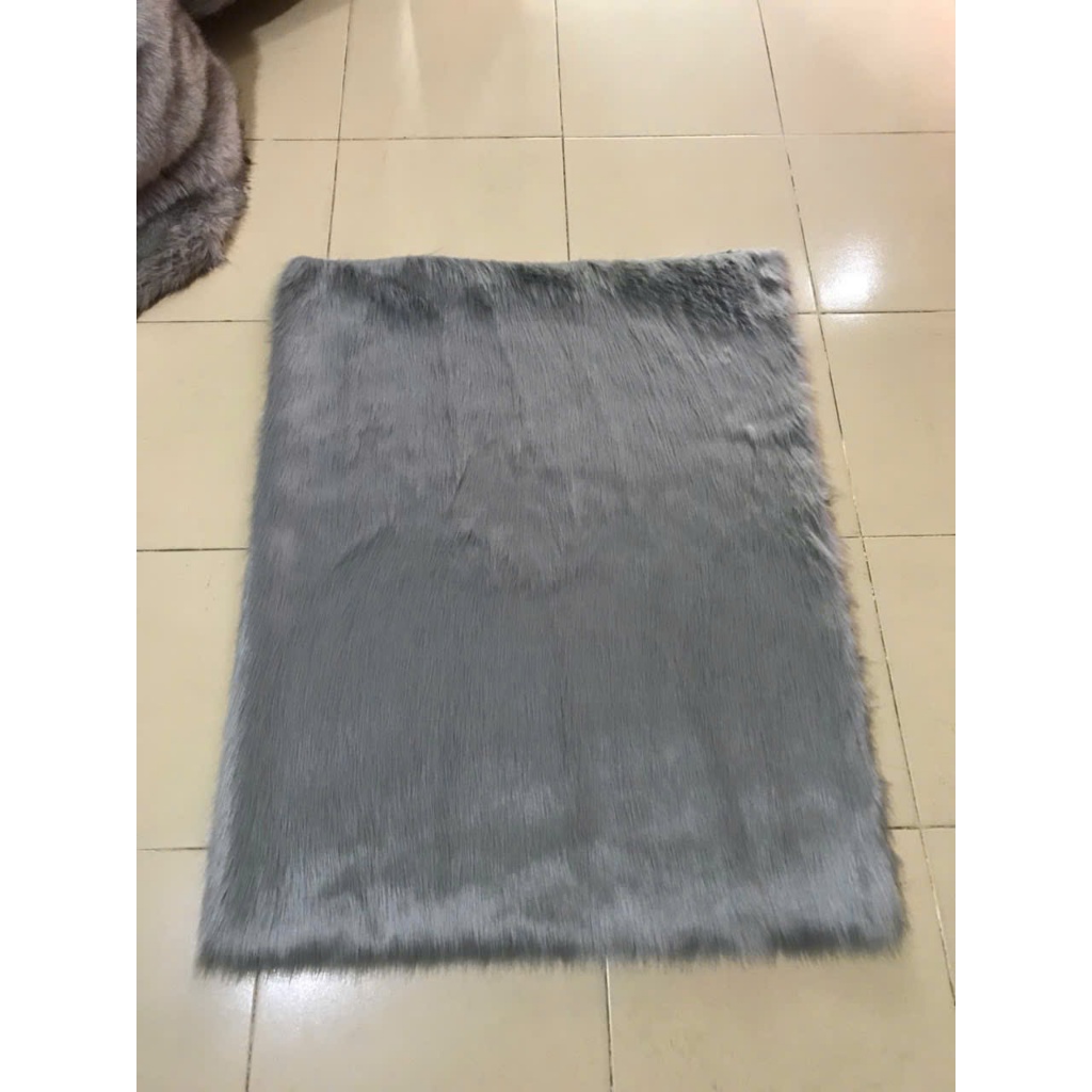 Thảm Lông Decor -Thảm Lông Trải Bàn Trang Điểm Màu Trắng Và Xám Lông Dài
