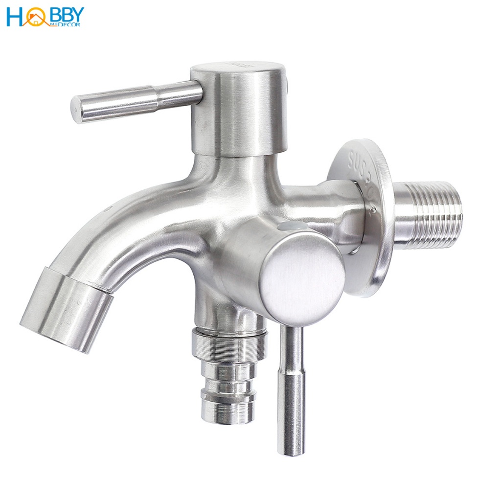 Vòi củ sen lạnh đa năng 2 đầu xả Inox 304 ren 21 Hobby home decor CS1