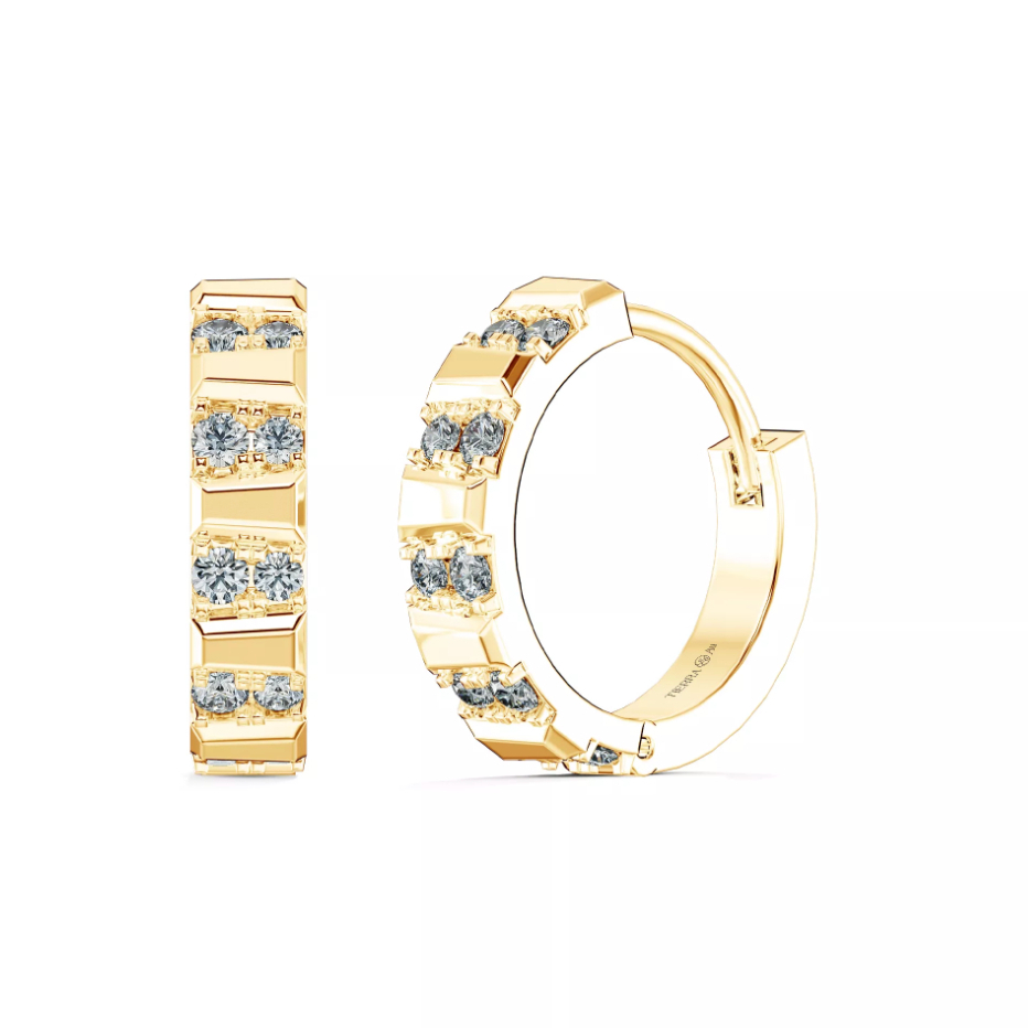 [CHAT TRƯỚC KHI ĐẶT] Bông Tai Tierra Choco Bar Earring With Round FBT5009, Vàng 10K/ 14K/ 18K, Phụ Kiện Trang Sức