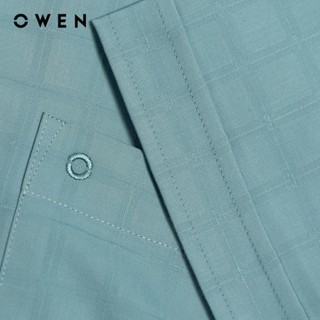 Owen - Áo sơ mi ngắn tay Body Fit AB250021NT màu Xanh cổ vịt chất liệu Bamboo spandex
