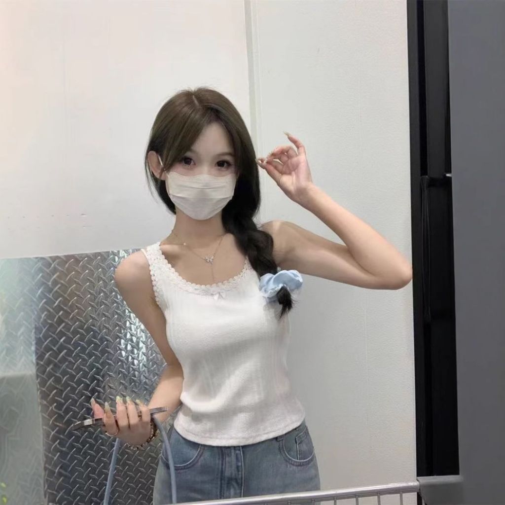 TudoQuinzy Áo Ba Lỗ Dây To phối ren, Áo 2 dây bản to cổ Tròn màu trơn