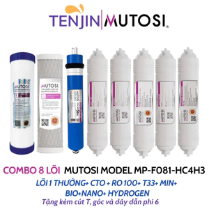 Bộ 8 Lõi Lọc Nước Mutosi Sử Dụng CTO, Màng RO 100gpd, T33, Min, Bio, Nano, Hydrogen Dành Cho Máy MP-F081-HC4H3