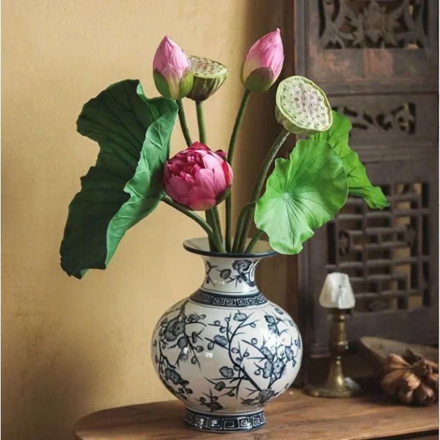 Hoa giả SEN BÁCH DIỆP QUAN ÂM bông sen lụa đẹp cao cấp