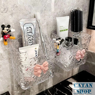 Kệ Treo Nhà Tắm Đính Nơ Xinh Xắn, Dán Tường Siêu Chắc, Đựng Cọ Trang Điểm Bàn Chải Đa Năng