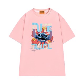Áo Thun NGỐ TEE Hoạt Hình Disney Lilo & Stitch Cute Trouble Chất Vải Cotton 75 Thoáng Mát Form Rộng