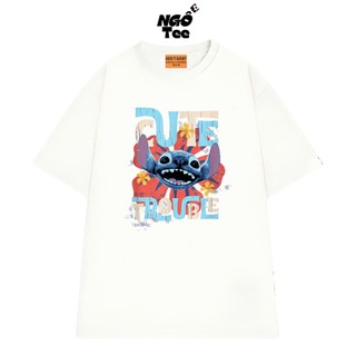 Áo Thun NGỐ TEE Hoạt Hình Disney Lilo & Stitch Cute Trouble Chất Vải Cotton 75 Thoáng Mát Form Rộng