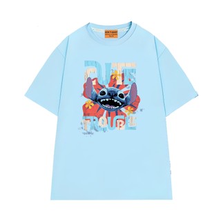 Áo Thun NGỐ TEE Hoạt Hình Disney Lilo & Stitch Cute Trouble Chất Vải Cotton 75 Thoáng Mát Form Rộng