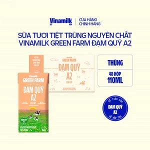 Thùng 48 hộp Sữa tươi Nguyên chất Tiệt trùng Vinamilk Green Farm A2 Không Đường 110ml