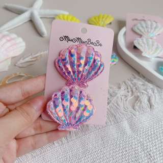 Set 2 kẹp tóc hình vỏ sò bling bling cho bé