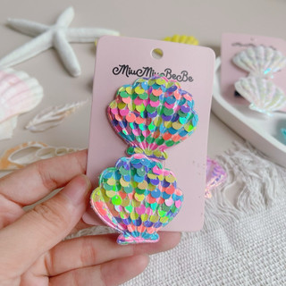 Set 2 kẹp tóc hình vỏ sò bling bling cho bé