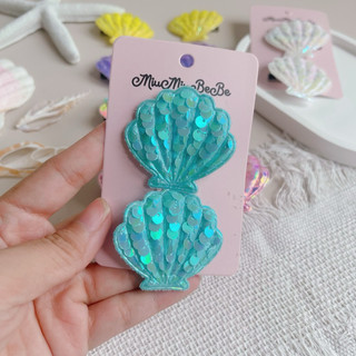 Set 2 kẹp tóc hình vỏ sò bling bling cho bé