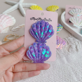 Set 2 kẹp tóc hình vỏ sò bling bling cho bé