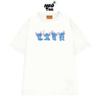 Áo Thun NGỐ TEE Hoạt Hình Disney Stitch Fluffy Aloha Vibes Biểu Cảm Dễ Thương Cotton 75 Mềm Mịn