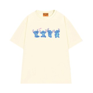 Áo Thun NGỐ TEE Hoạt Hình Disney Stitch Fluffy Aloha Vibes Biểu Cảm Dễ Thương Cotton 75 Mềm Mịn