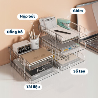 (MẪU MỚI) Kệ đựng tài liệu văn phòng trong suốt có thể tháo rời, kệ tài liệu 2-3-4 tầng chống trơn trượt