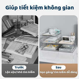 (MẪU MỚI) Kệ đựng tài liệu văn phòng trong suốt có thể tháo rời, kệ tài liệu 2-3-4 tầng chống trơn trượt