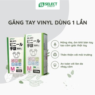 Găng Tay Vinyl Dùng Một Lần Size L S Select Nhật Bản (100 Chiếc/Hộp)