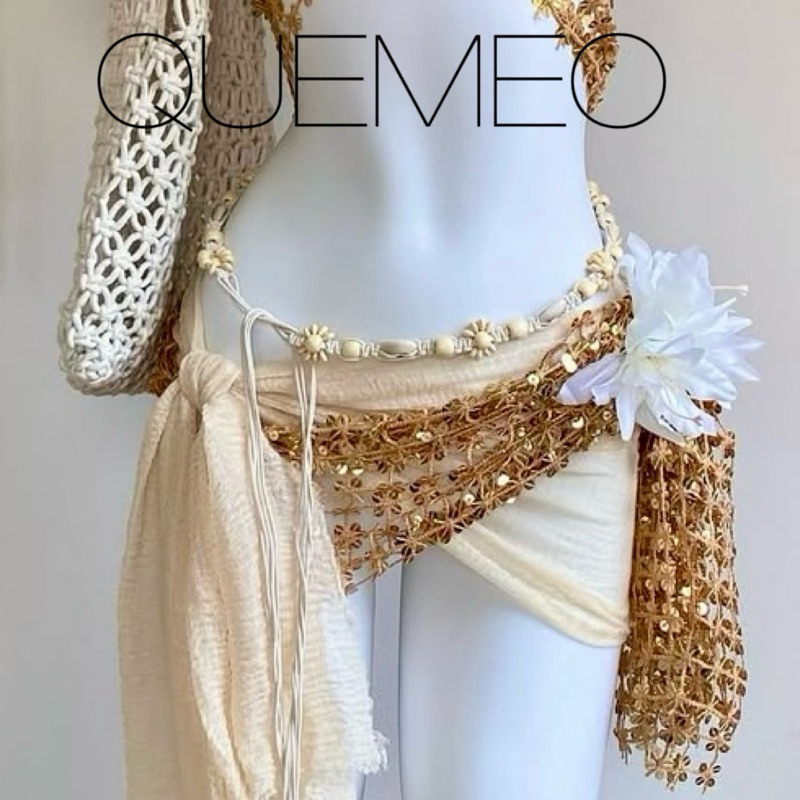Dây bụng boho phong cách Dân Tộc QUEMEO Xích dạng đan eo bụng sò ốc đi biển mùa hè