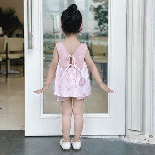 Váy Bộ Hè Nơ Lưng Điệu Đà Cho Bé Mặc Đi Học, Đi Chơi,.... 8-26kg