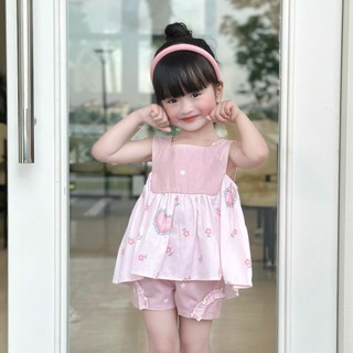 Váy Bộ Hè Nơ Lưng Điệu Đà Cho Bé Mặc Đi Học, Đi Chơi,.... 8-26kg