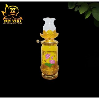 Đèn Dầu Hoa Văn Hoa Sen - Đèn Dầu Thờ Cúng Thủy Tinh - Nội Thất An Việt - DD2509