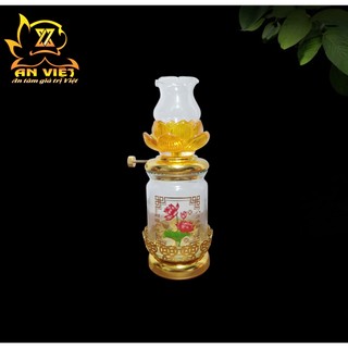 Đèn Dầu Hoa Văn Hoa Sen - Đèn Dầu Thờ Cúng Thủy Tinh - Nội Thất An Việt - DD2509