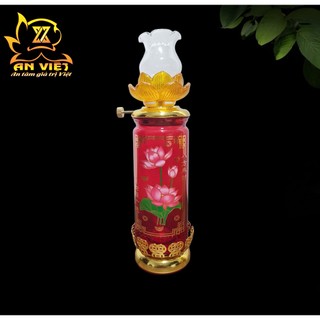 Đèn Dầu Hoa Văn Hoa Sen - Đèn Dầu Thờ Cúng Thủy Tinh - Nội Thất An Việt - DD2509