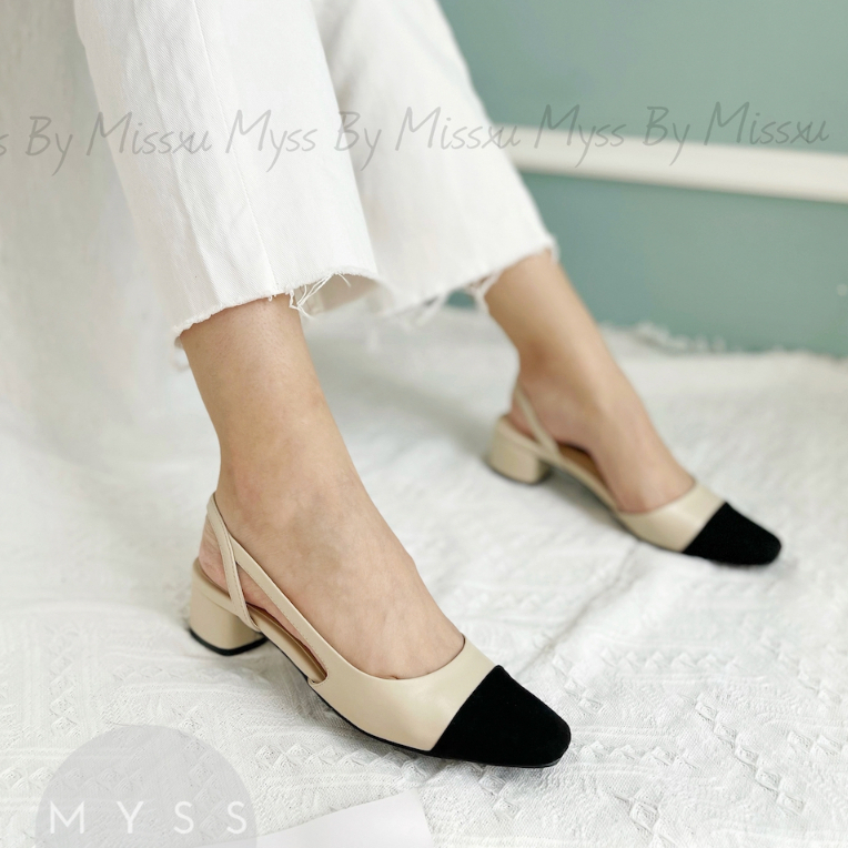 Giày cao gót nữ MYSS mũi tròn khoét eo cài dây sau 5cm thời trang - CG243