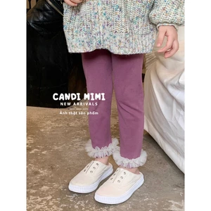 CANDI MIMI Quần legging cotton viền bèo voan - Phong cách Hàn Quốc