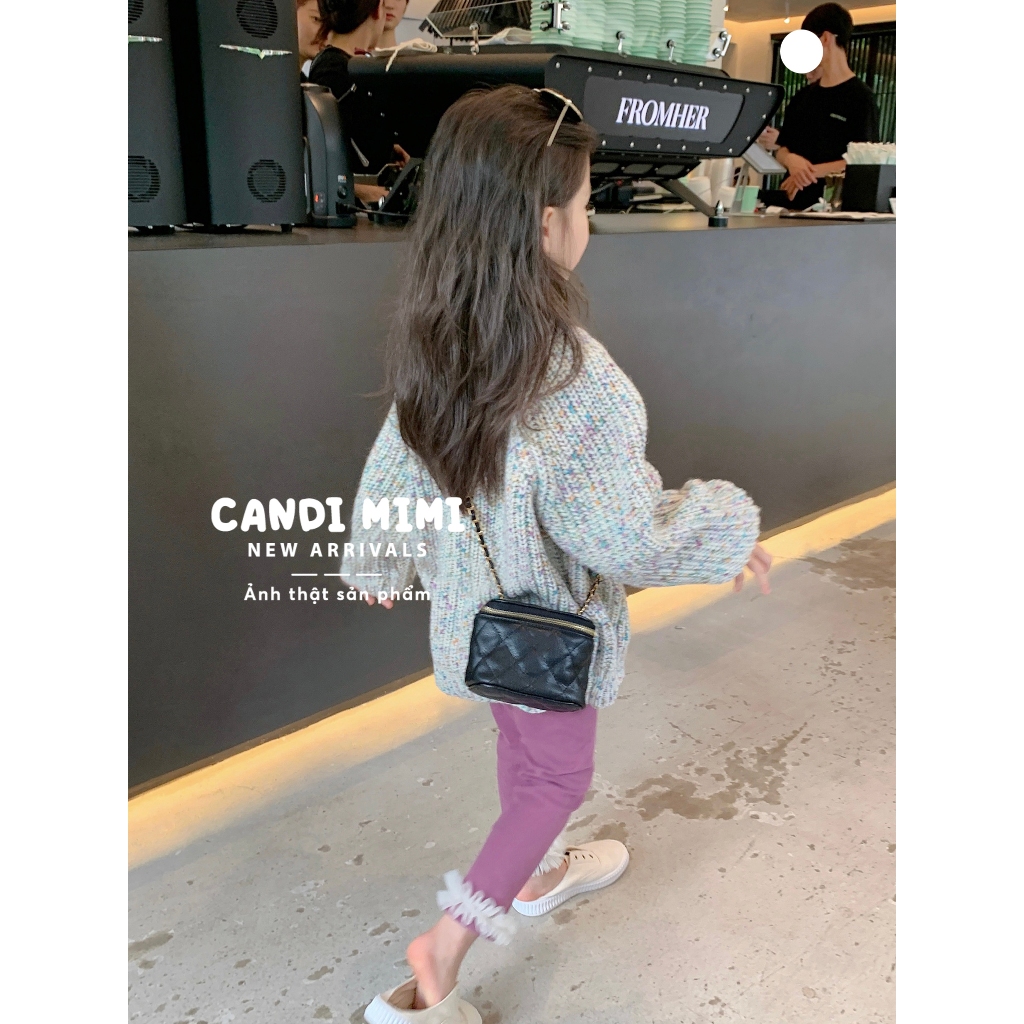 CANDI MIMI Quần legging cotton viền bèo voan - Phong cách Hàn Quốc