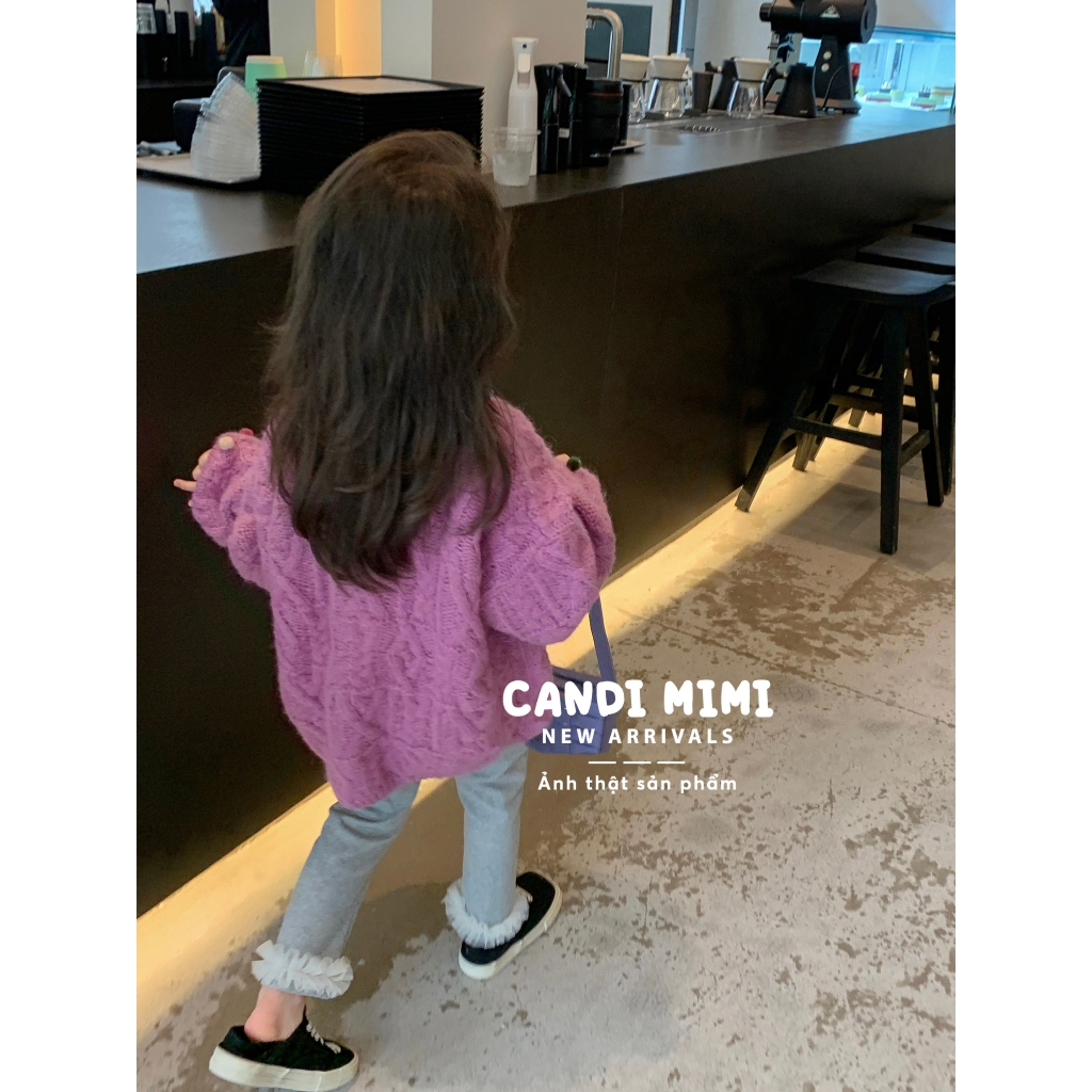 CANDI MIMI Quần legging cotton viền bèo voan - Phong cách Hàn Quốc